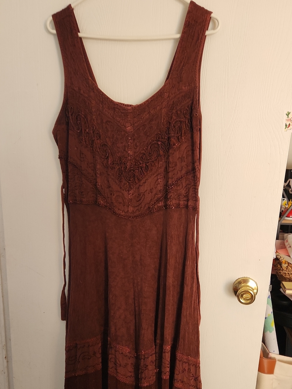 Sakkas Brown Embroidered Rayon Top with Orange Label